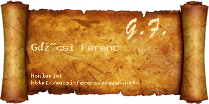 Gácsi Ferenc névjegykártya